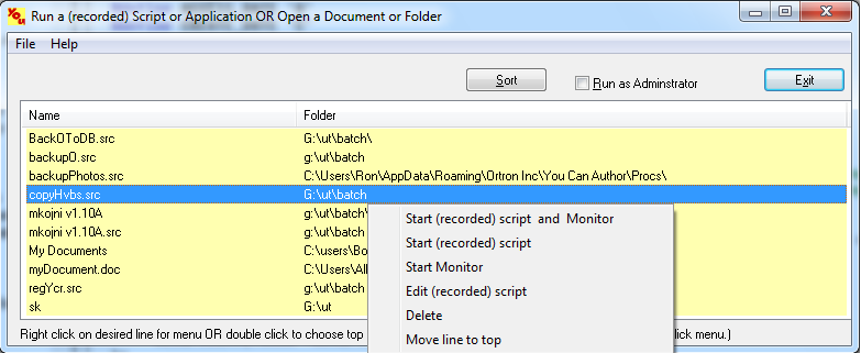 execute apps, open files, folders quickly from large list of files